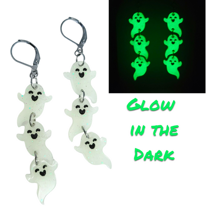 Glow-in-the-Dark Triple Ghost Earrings