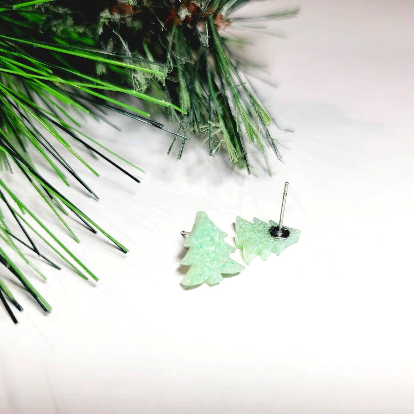 Light Green Christmas Tree Stud