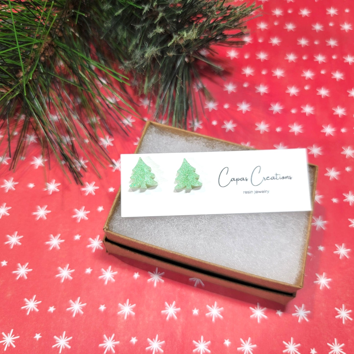 Light Green Christmas Tree Stud