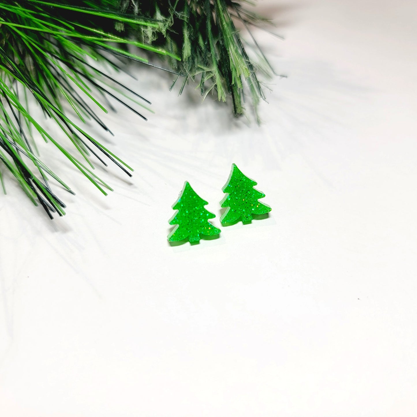 Lime Green Christmas Tree Stud