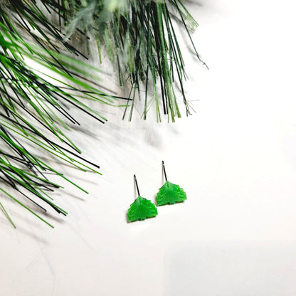 Lime Green Christmas Tree Stud