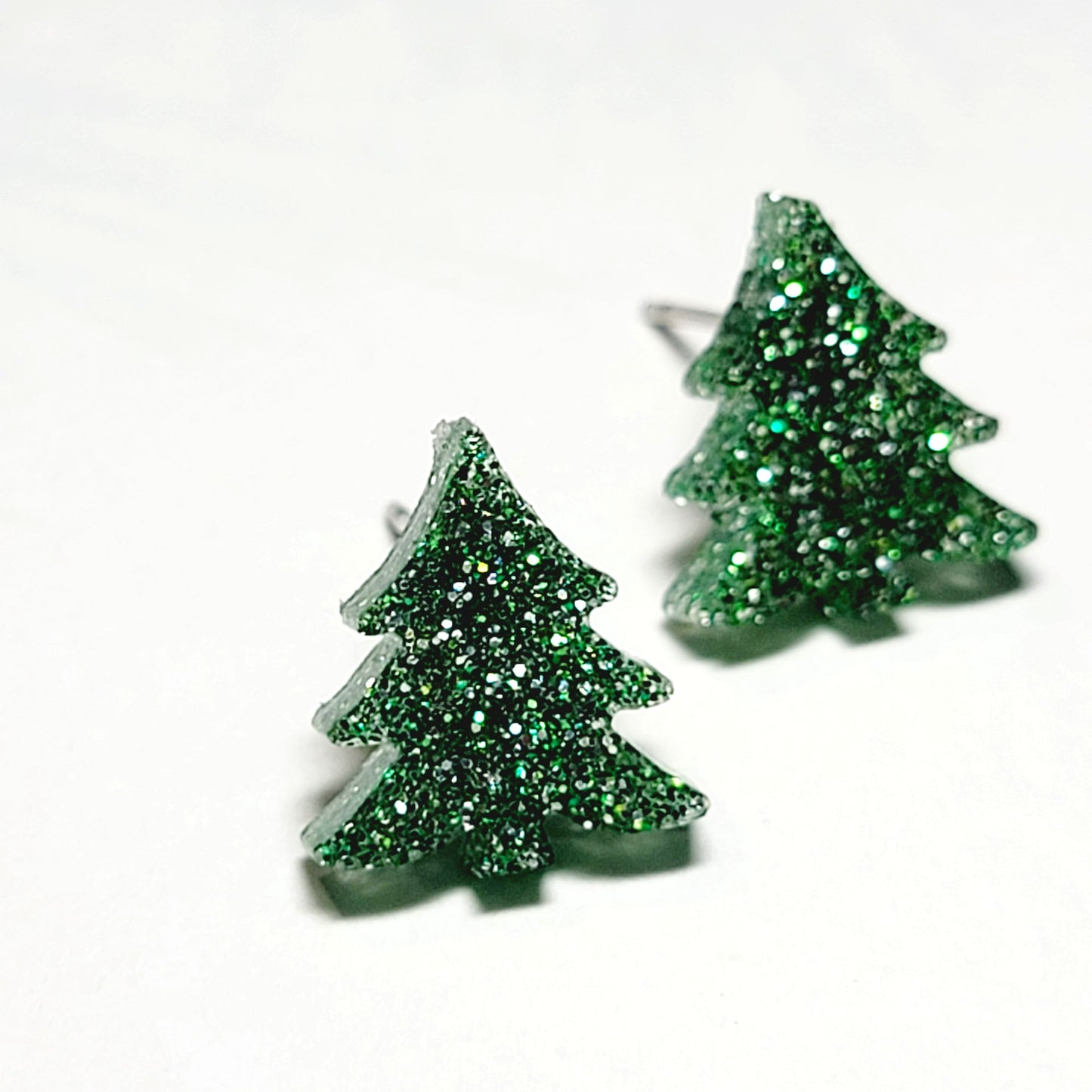 Green and Silver Christmas Tree Stud