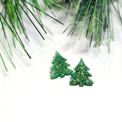 Green and Gold Christmas Tree Stud