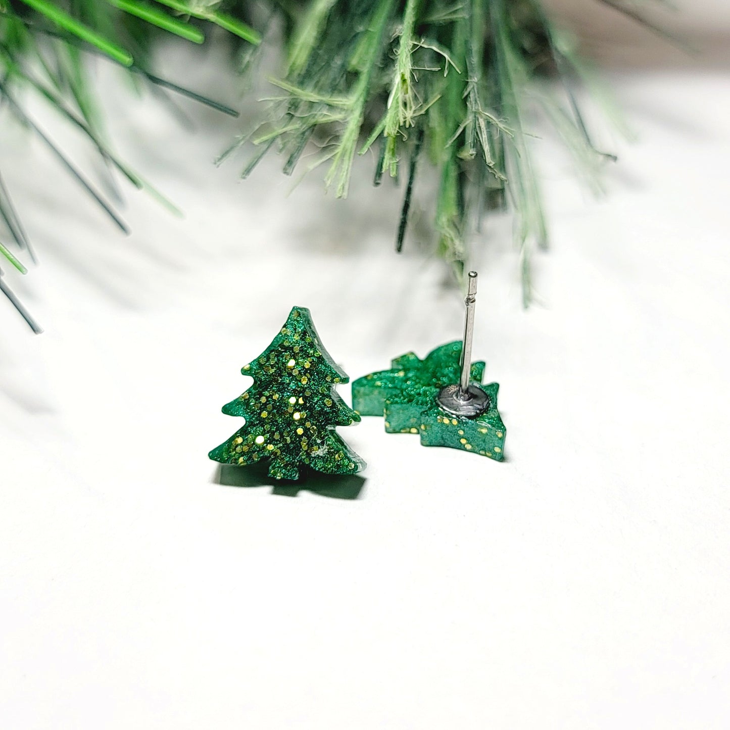 Green and Gold Christmas Tree Stud