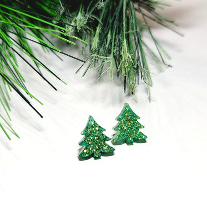 Green and Gold Christmas Tree Stud