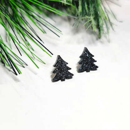 Black Christmas Tree Stud