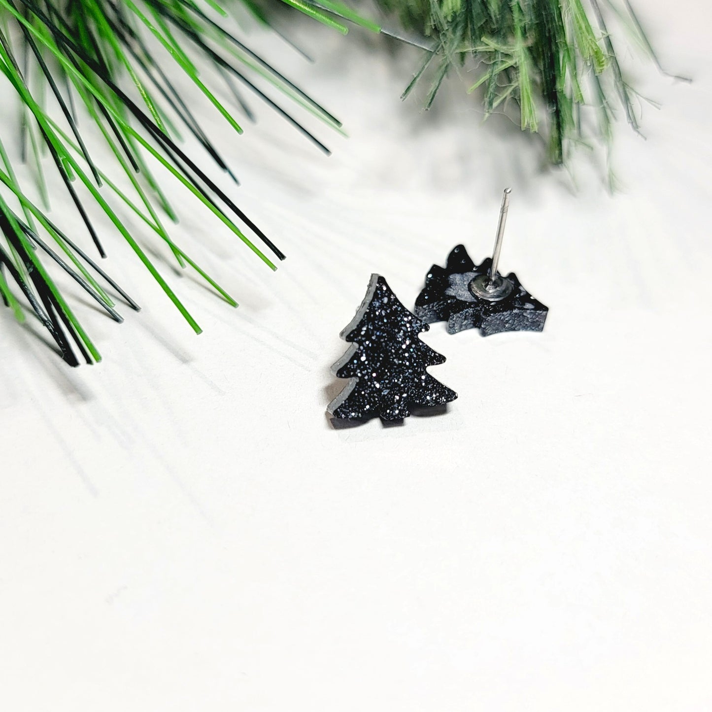 Black Christmas Tree Stud