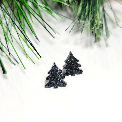 Black Christmas Tree Stud