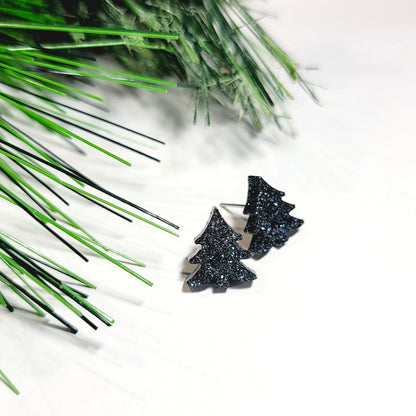 Black Christmas Tree Stud