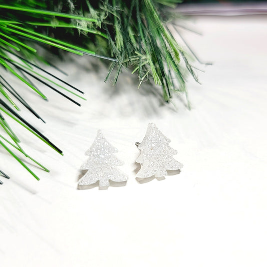 White Christmas Tree Studs