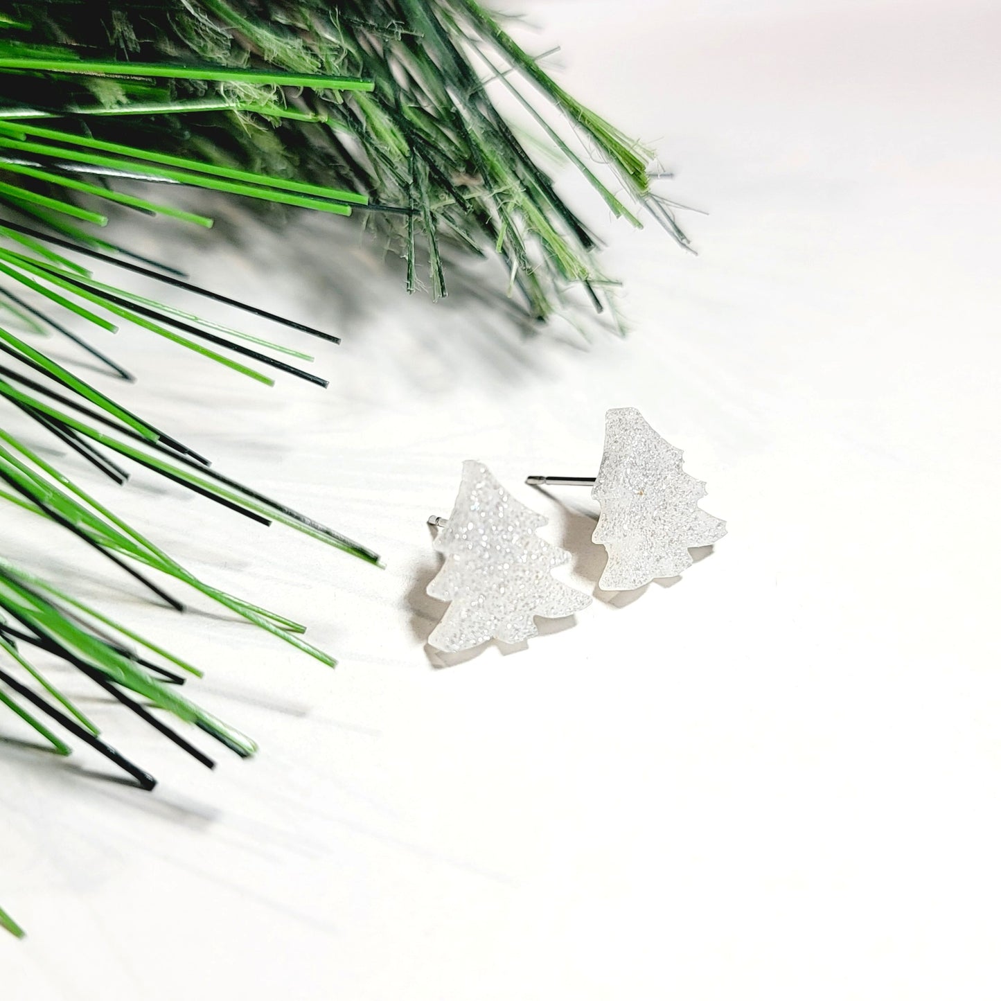 White Christmas Tree Studs