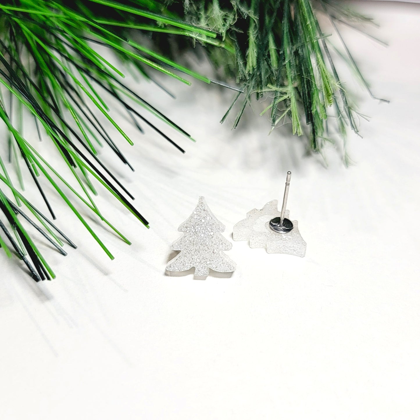 White Christmas Tree Studs