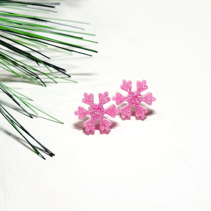 Pink Snowflake Studs