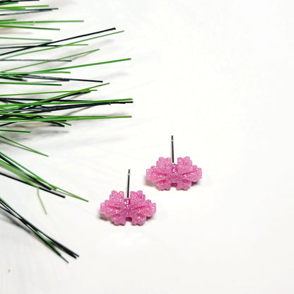 Pink Snowflake Studs