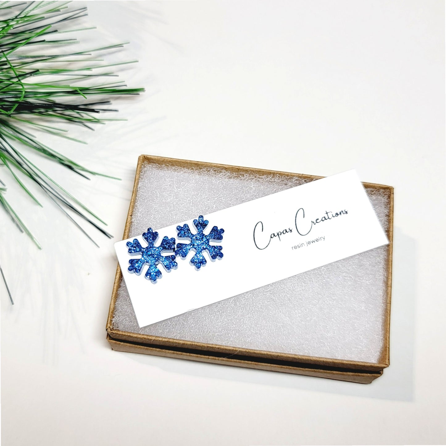 Blue Snowflake Studs