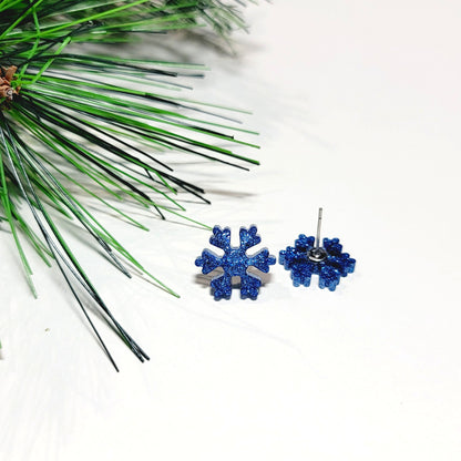 Blue Snowflake Studs