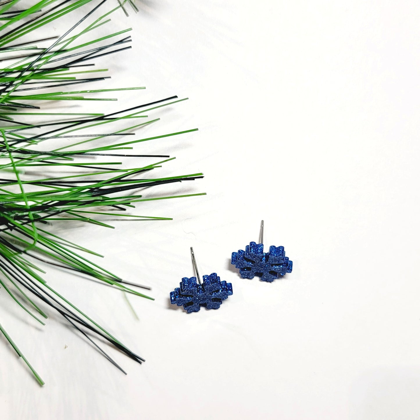 Blue Snowflake Studs