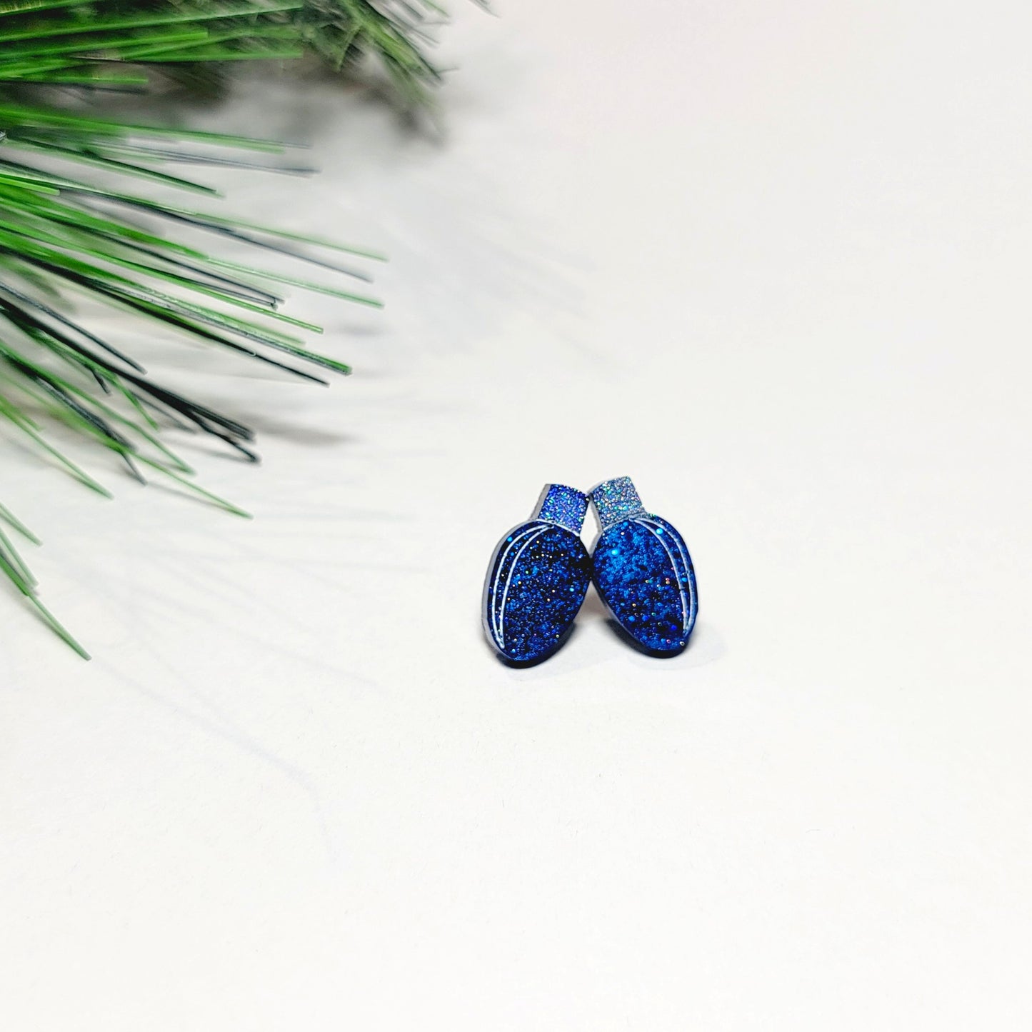 Blue Christmas Lights Stud Earrings