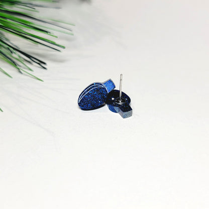 Blue Christmas Lights Stud Earrings