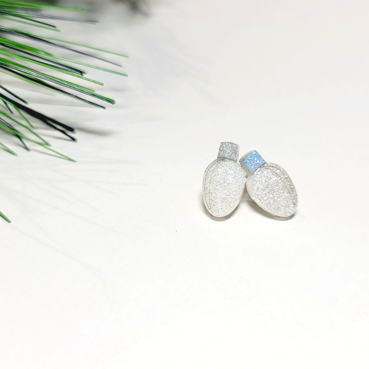 White Christmas Lights Stud Earrings