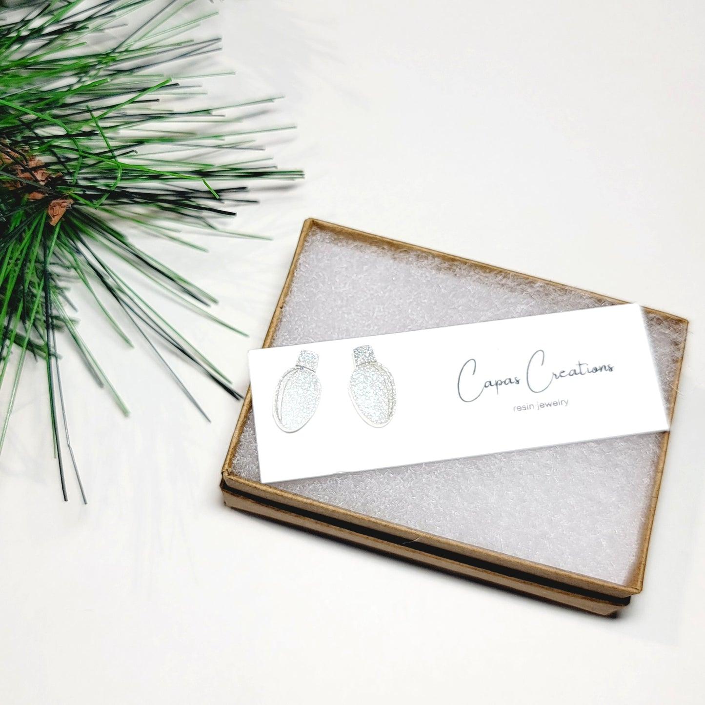 White Christmas Lights Stud Earrings