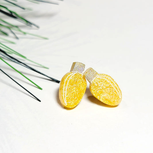 Yellow Christmas Lights Stud Earrings