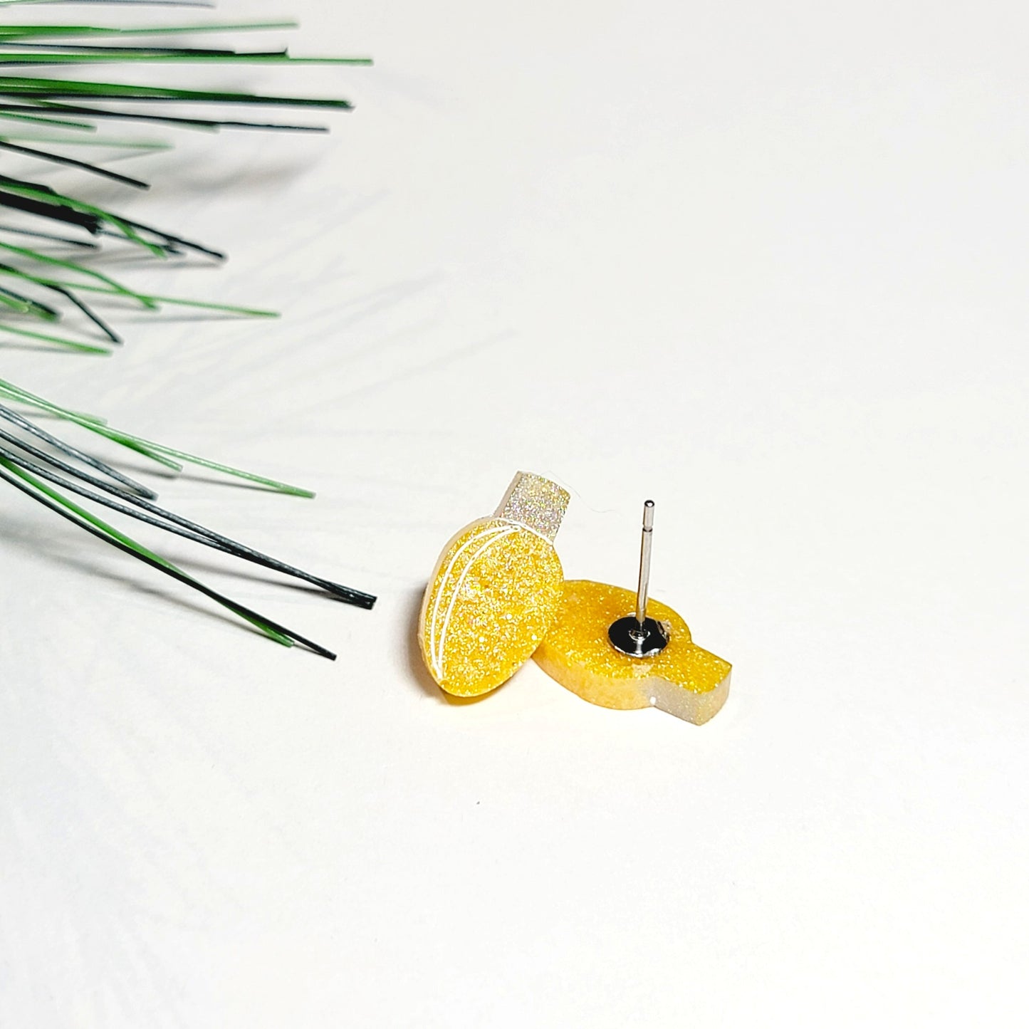 Yellow Christmas Lights Stud Earrings