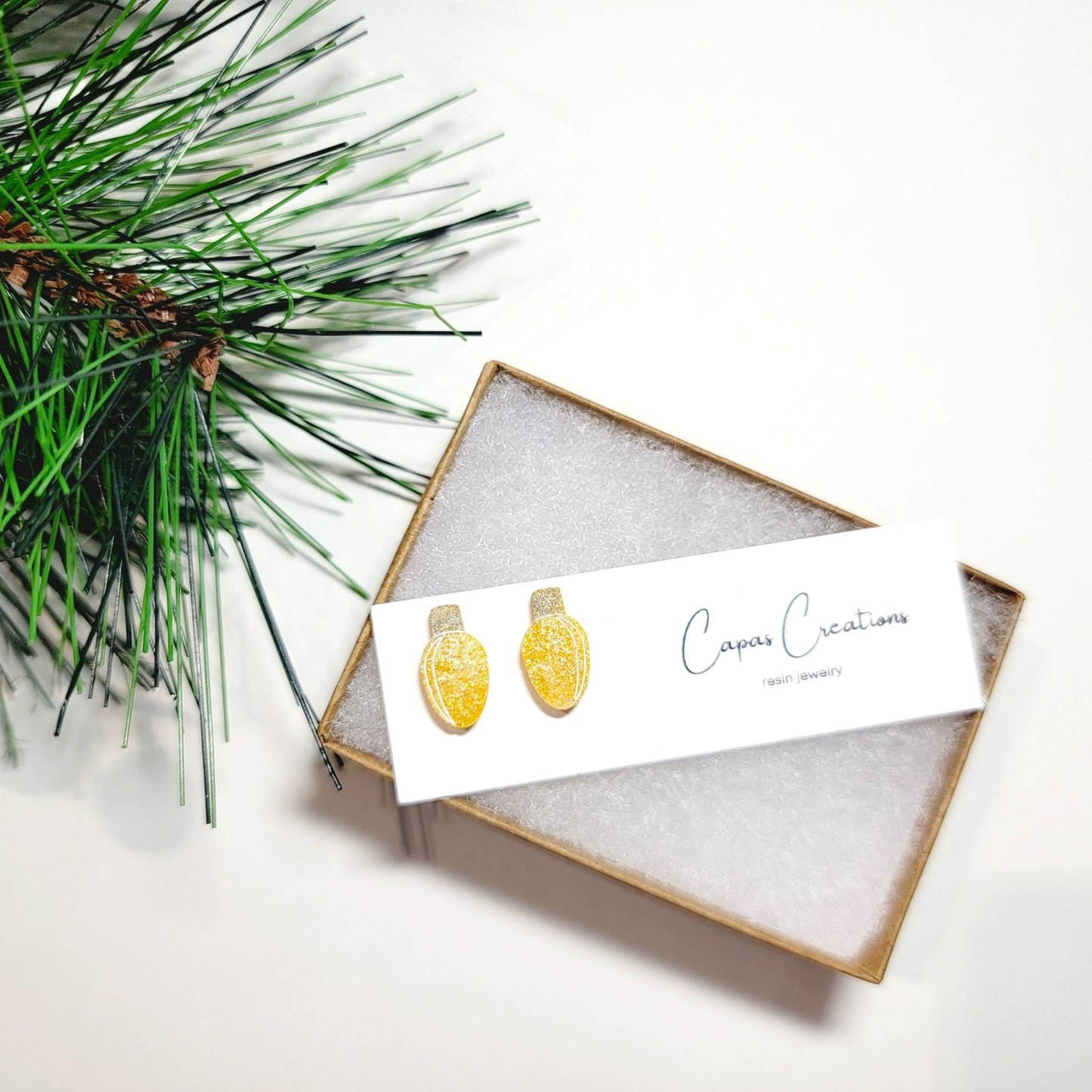 Yellow Christmas Lights Stud Earrings