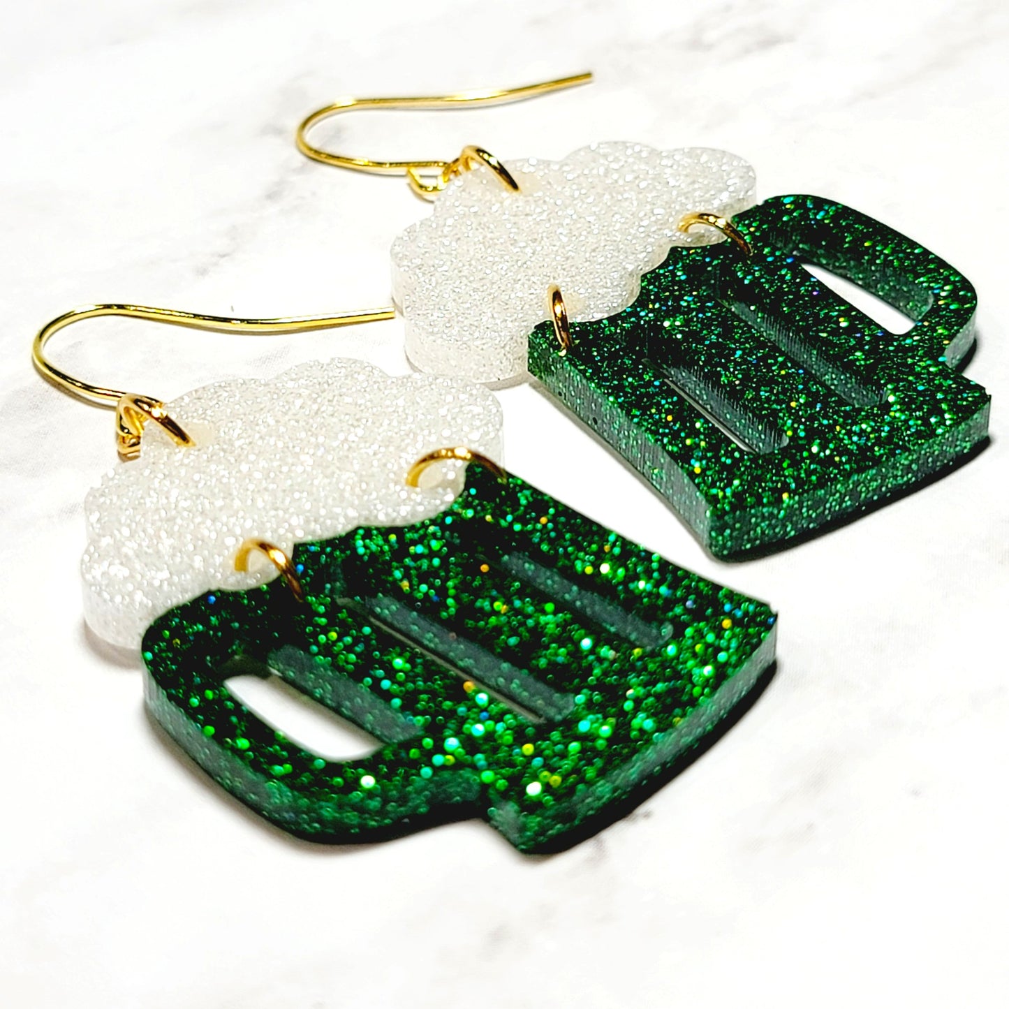 Green Beer Dangle Earrings